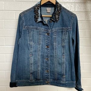 Chico’s Denim Jean Jacket w/ Velveteen Collar